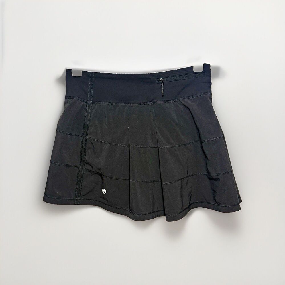 Lululemon Pace Rival Skirt Womens 4 Black Pleated Tennis Golf Running Skort
